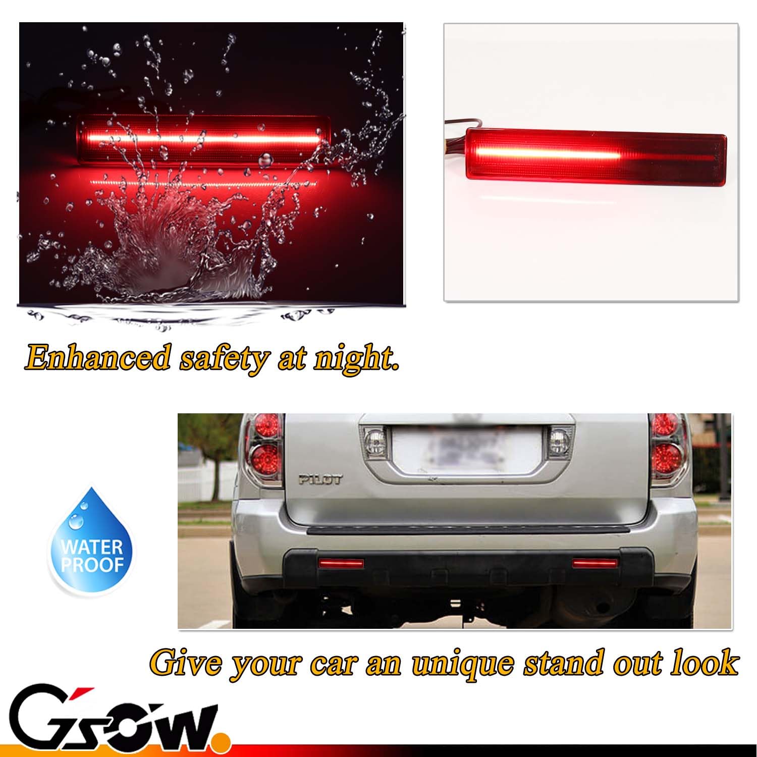 Amazon.com: GSOWO 2 PCS Red Rear Bumper Reflector Brake Tail